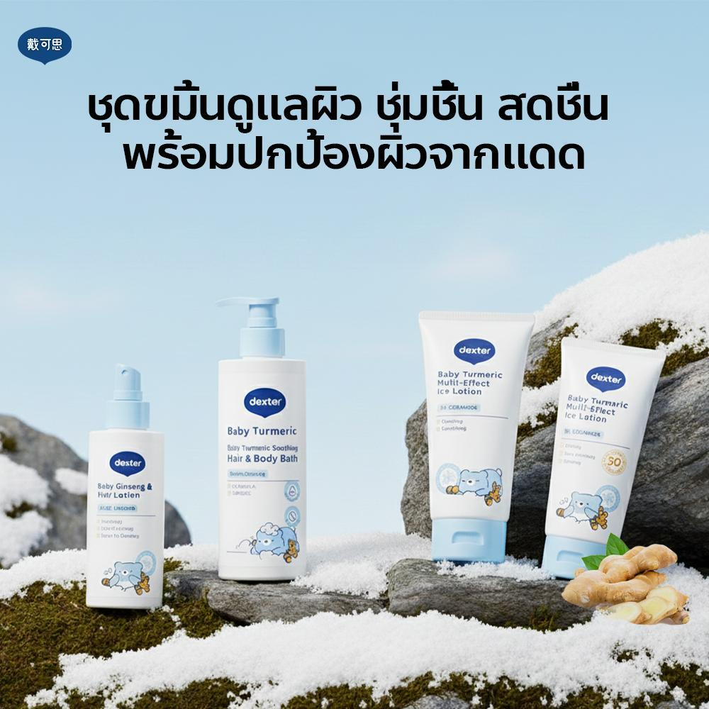 Dexter Children's Ice Lotion, Skin Care Set, Light, Not Sticky, Turmeric, Nourishes the Skin, Cool and Comfortable, Children's Sunscreen. Moisturizes and Nourishes Spf50 Pa+++ 5X Ceramide + B5 Can Be Used in Hot Weather. ราคา 159 บาท*ส่งฟรี