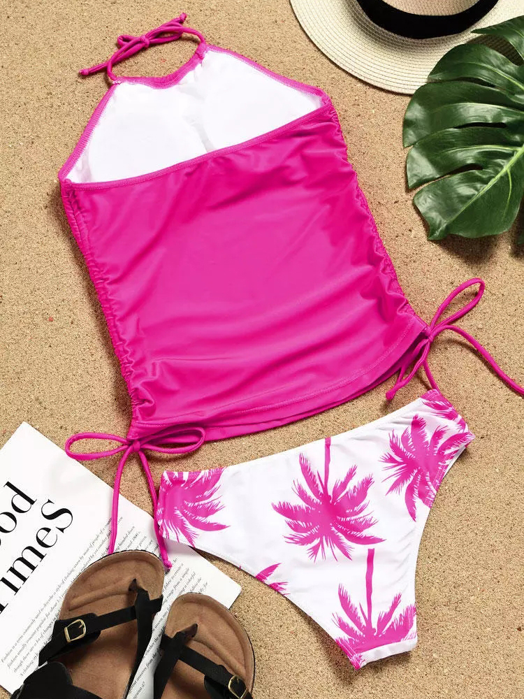 drawstring side halter tankini