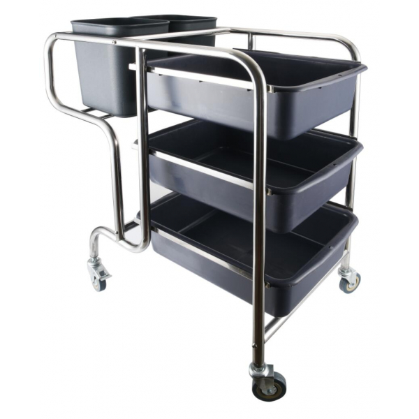 Koch Kitchen รถเข็นเก็บจาน พร้อมถาด 3ใบ และถัง 2ใบ ขนาด 90x46x95ซม. King ราคา 3,150 บาท*ส่งฟรี