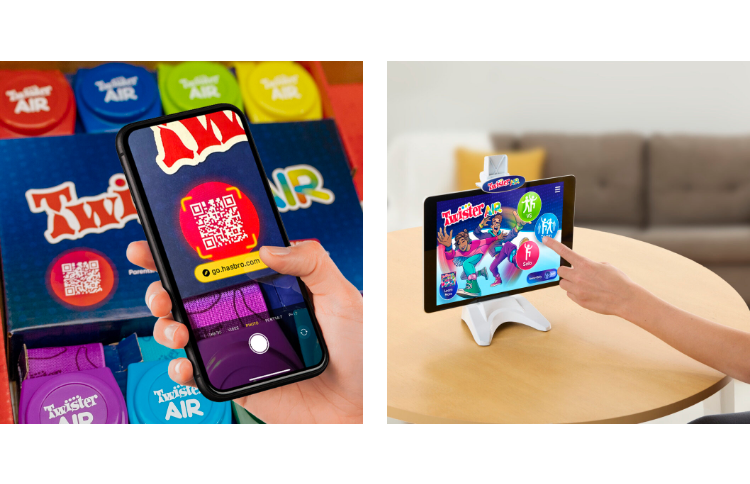  Hasbro Gaming Twister Air Game, AR App Play Game with Wrist  and Ankle Bands, Links to Smart Devices, Active Party Games for Kids and  Adults, Ages 8+