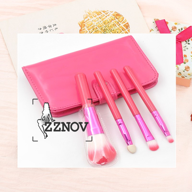 zznov แปรงแต่งหน้า 4 ชิ้น แถมฟรี กระเป๋าหนังPuใส่แปรงอย่างดี ด้วยน้าาา มี 2 สีให้เลือกค่ะ สีม่วง และ สีชมพู