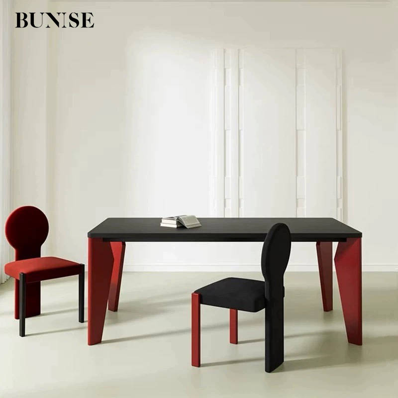 Bunise solid wood dining table sd17 dining table group or family activity table medium size solid wood table black leg red modern-Scandinavian ราคา 26,161 บาท*ส่งฟรี