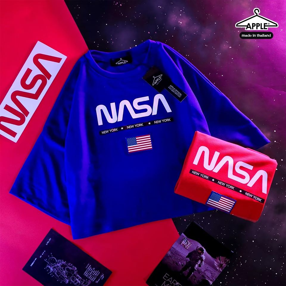 เสื้อครอป  ลายสกีน NASA ติดธงเท่ๆ