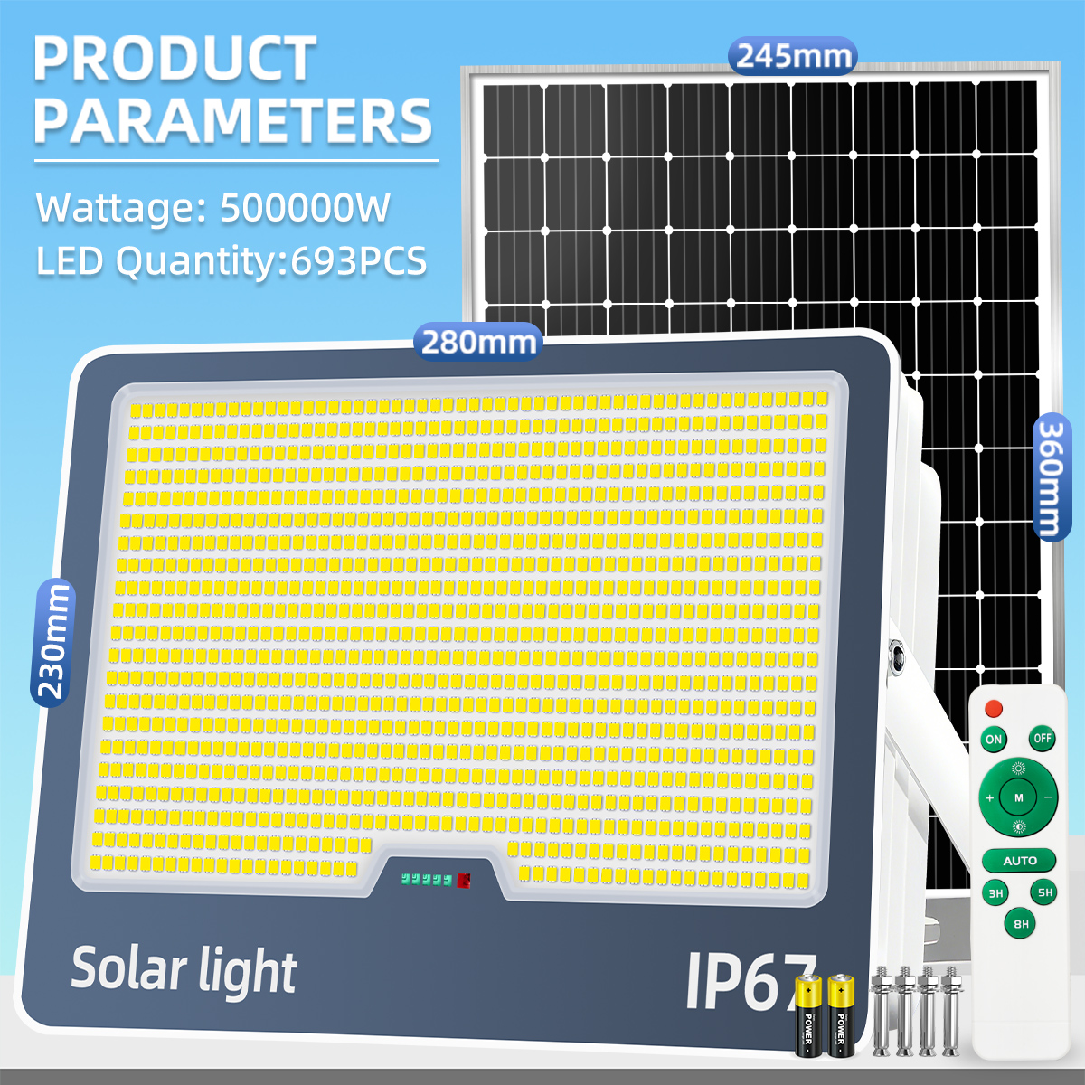 Bingo ซื้อ 1 แถม 1 ไฟโซล่าเซลล์ 50000W 800000W Solar Light โซล่าเซลล์ไฟLED IP67กันน้ำ กันฟ้าผ่า แสงสีขาว สว่างอัตโนมัติเมื่อฟ้ามืด จับเวลาระยะไกล