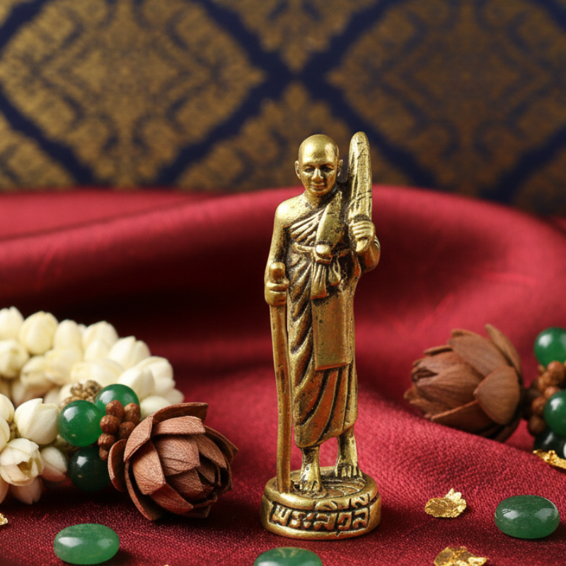 Phra Siuli, Genuine Brass, Miniature Size 1X3 Cm, Phra Siuli De Wandong, Phra Arhat Ek Kata, Who Is Outstanding in Terms of Fortune. Worship to Enhance Good Fortune and Wealth.