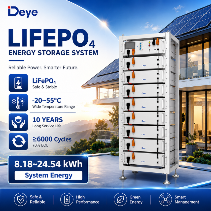 Deye Lifepo4 Lithium Battery Model Bos-Gm5.1 Hv 100Ah, Service Life over 6,000 Cycles, 10-Year Warranty. ราคา 53,900 บาท*ส่งฟรี