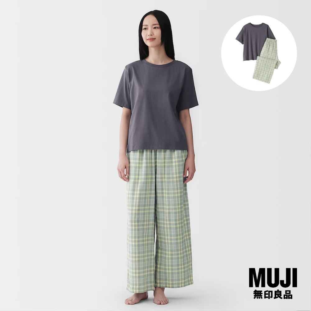 มูจิ ชุดลำลอง - MUJI Women's S/S Tops With Double Gauze Long Pants รุ่น FD1LEA6S ราคา 990 บาท*ส่งฟรี