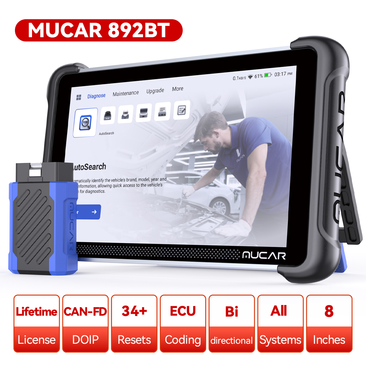 Mucar 892Bt Auto Obd2 Scanner Canfd Doip Full System Actuator Test 34 Reset Immo Lifetime Update Car Diagnostic Tool ราคา 20,000 บาท*ส่งฟรี