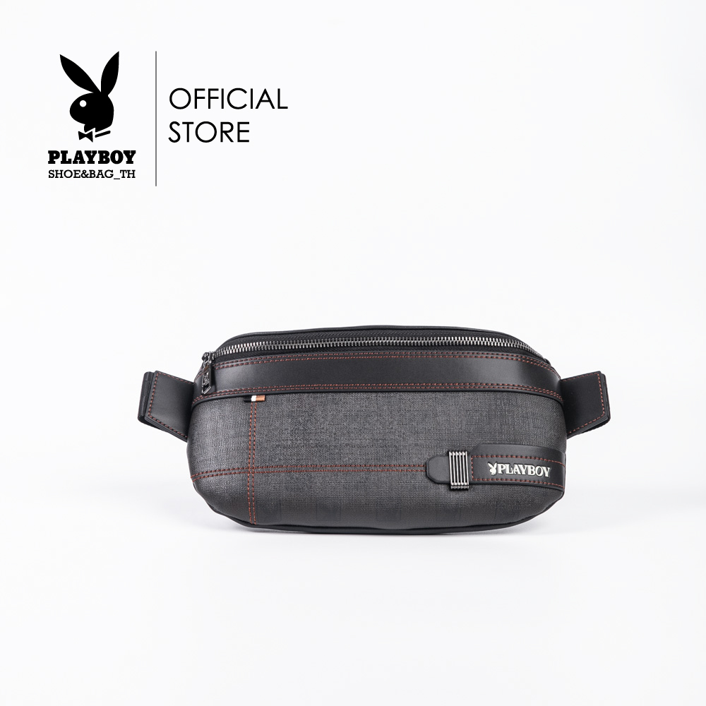 Playboy : Jazzy men's chest Bag Men's chest Bag Men's chest bag genuine genuine genuine ST-B234PBM251-BK-size PVC waist pack with black stripes ราคา 1,417 บาท*ส่งฟรี