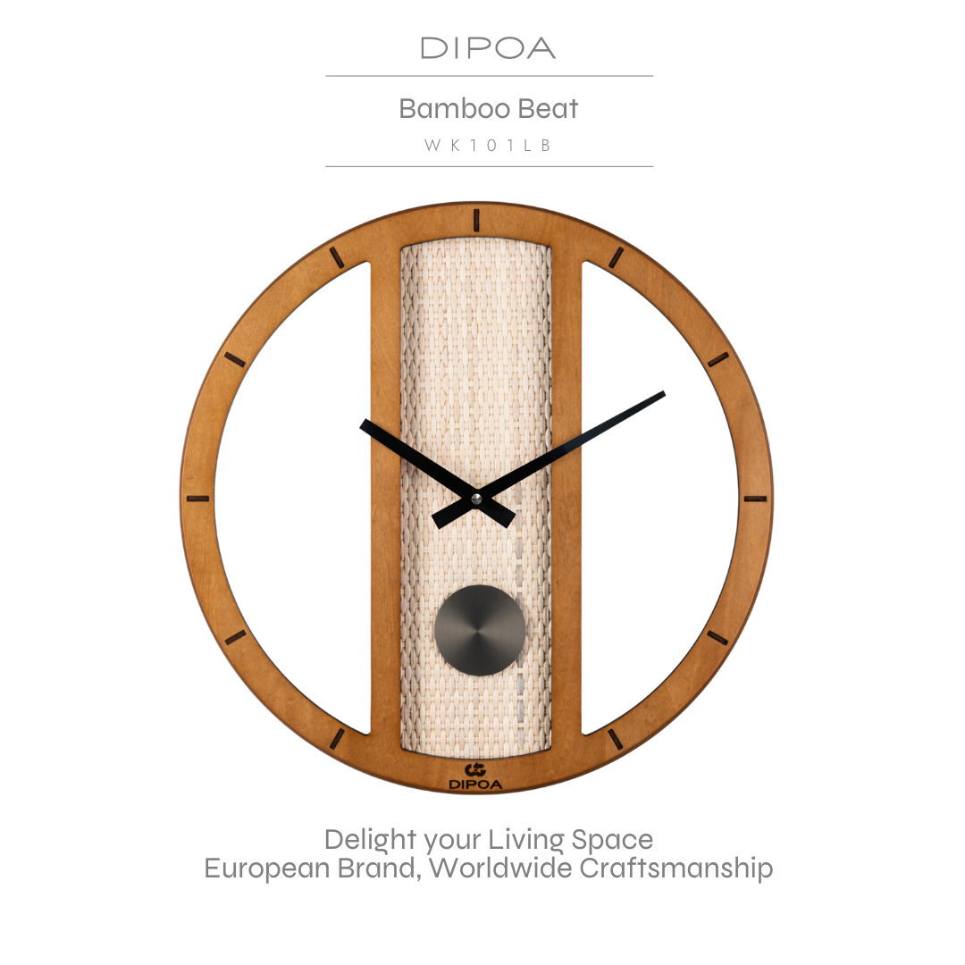 Dipoa Bamboo Beat (Wk101Lb) Wall Clock Made from Wood, Woven Bamboo Face, Local Style. ราคา 2,880 บาท*ส่งฟรี
