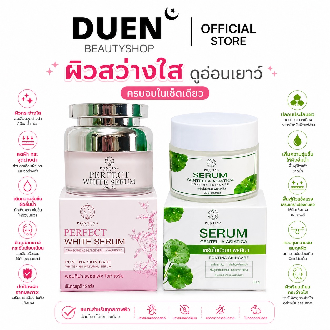 (Double Promotion X2) Centella Asiatica Serum + Centella Asiatica Serum, Pontina ราคา 350 บาท*ส่งฟรี