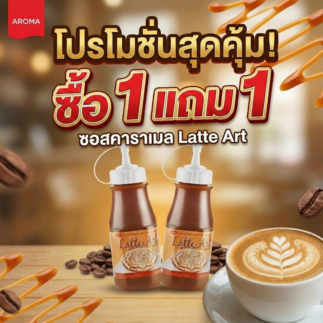 Aroma Latte Art Topping Latte Art Sauce (350 Ml/Bottle) ราคา 200 บาท*ส่งฟรี