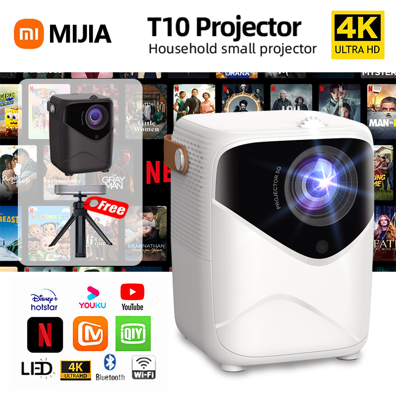 MIJIA T10 โปรเจคเตอร์ projector mini WiFi 4k UHD Android 11.0 YouTube NETFLIX Goolgle Play Store รองรับการแชร์หน้าจอมือถือ รับประกัน 1 ปี ราคา 2,398 บาท*ส่งฟรี