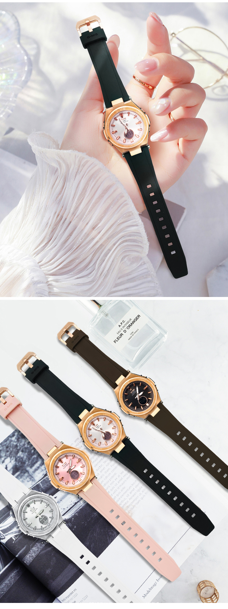 รูปภาพรายละเอียดของ นาฬิกา Casio ของแท้ BABY-G MSG-S200G-1A นาฬิกาข้อมือผญ นาฬิกาอิเล็กทรอนิกส์สปอร์ตพลังงานแสงอาทิตย์  (มี 4 สีให้เลือก) คาสิโอ นาฬิกาข้อมือผู้หญิง