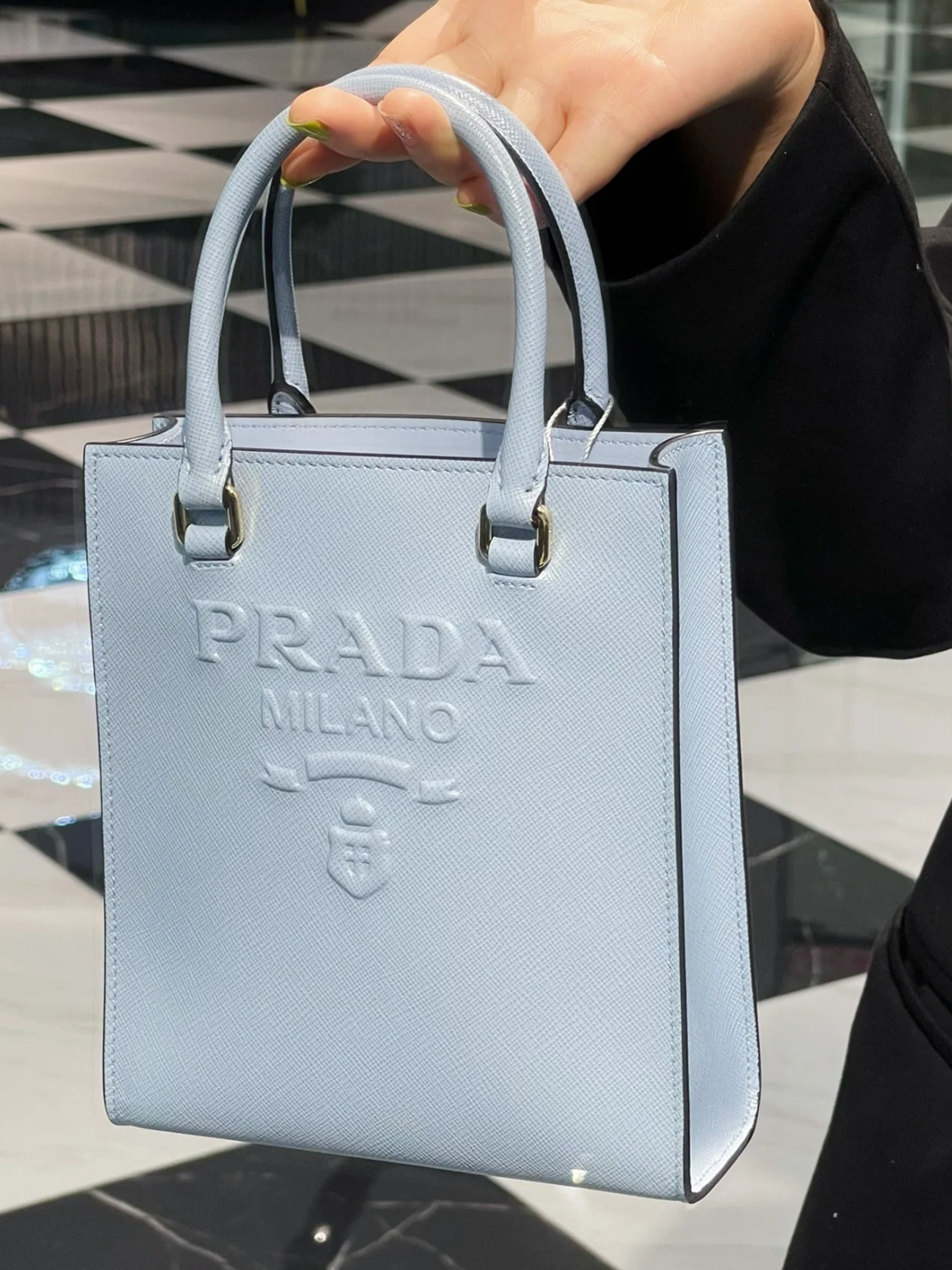 AliciaShop NEW Prada Small Saffiano Leather Prada Monochrome Bag in Blue  with Prada triangle logo 1BA156