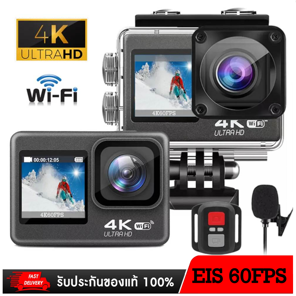 Nanotech Actionกล้อง 4K 60FPS EIS ACTION CAMERA มีระบบกันสั่น ต่อไมค์นอกได้ พร้อมรีโมท อุปกรณ์ครบชุด พร้อมส่ง ราคา 3,690 บาท*ส่งฟรี