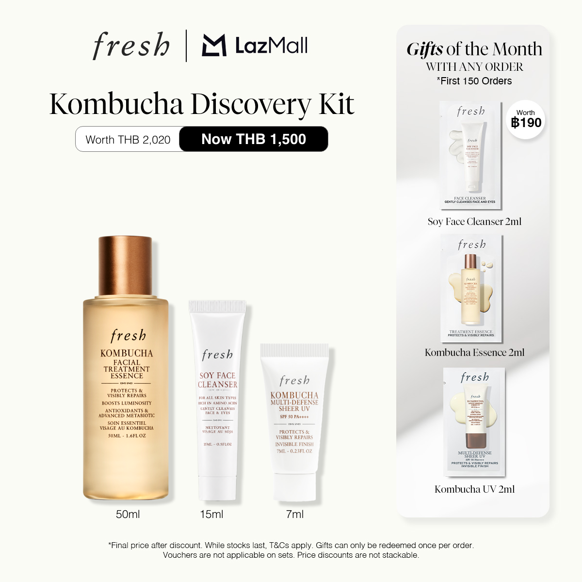 [JULY ONLY] FRESH Kombucha Discovery Ritual [Free Mini Worth ฿520] – Cleanse, Protect & Glow Essentials ราคา 1,500 บาท*ส่งฟรี