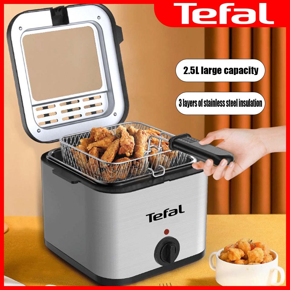 The Tefal 3-Liter Electric Fryer Is a Great Companion for Family Gatherings. with a 1000-Watt Motor, It Heats up Quickly and Comes with a 2-Year Manufacturer's Warranty. This Electric Fryer Is Easy to Clean. It Has an Adjustable Temperature Control System ราคา 1,680 บาท*ส่งฟรี