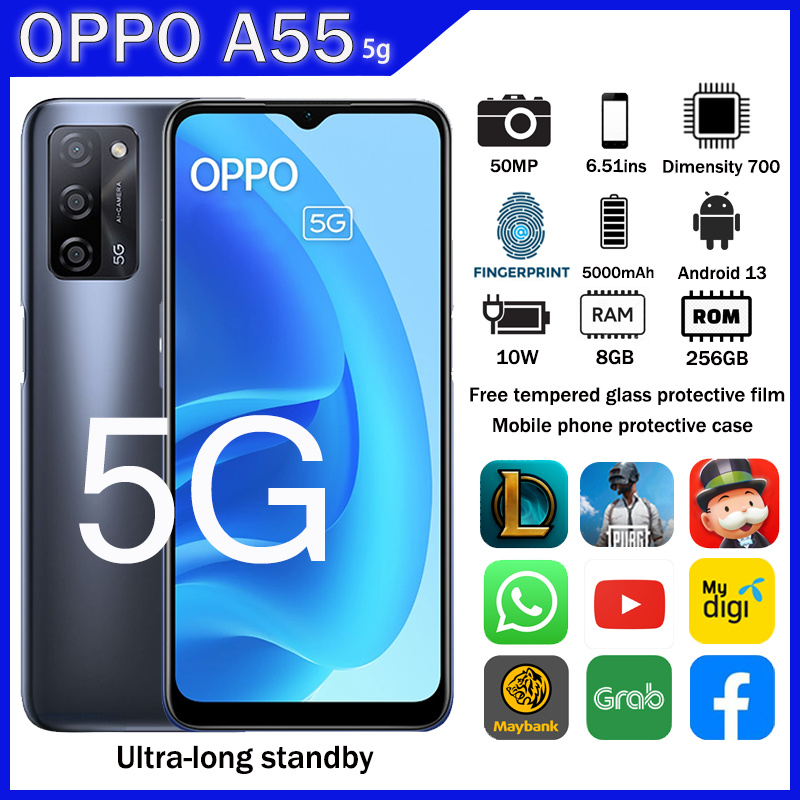 Meixin Oppo A55 5G smartphone 6GB + 128GB 6.51 inch 5000 mAh 50MP Android 12 1 year warranty ราคา 2,280 บาท*ส่งฟรี