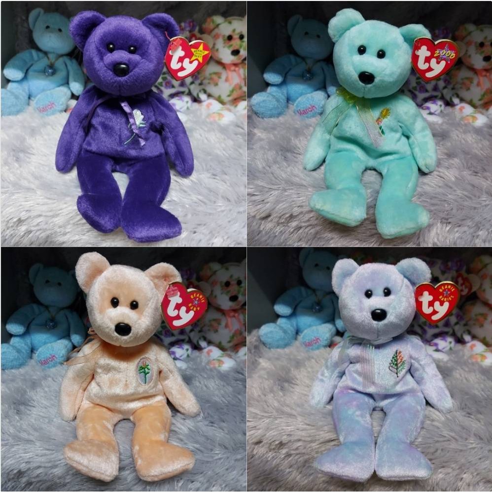 GB 14 - ตุ๊กตาหมี ty ขนาด 8 นิ้ว - ปักลายดอกไม้ ราคา 50 บาท*ส่งฟรี