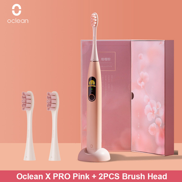 Oclean X Pro แปรงสีฟันไฟฟ้าพลังคลื่นเสียงผู้ใหญ่ IPX7อัลตราโซนิกอัตโนมัติ Fast ชาร์จแปรงฟันสีชมพู