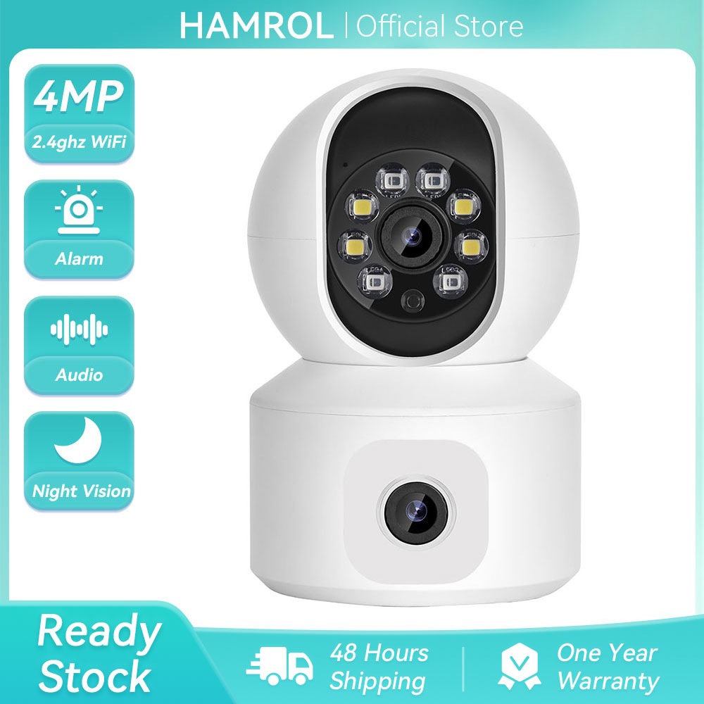 Hamrol 4Mp Dual Lens Wifi Camera Dual Screen Baby Monitor Auto Tracking Ai Human Detection Indoor Home Cctv Camera Connect Cellphone ราคา 804 บาท*ส่งฟรี