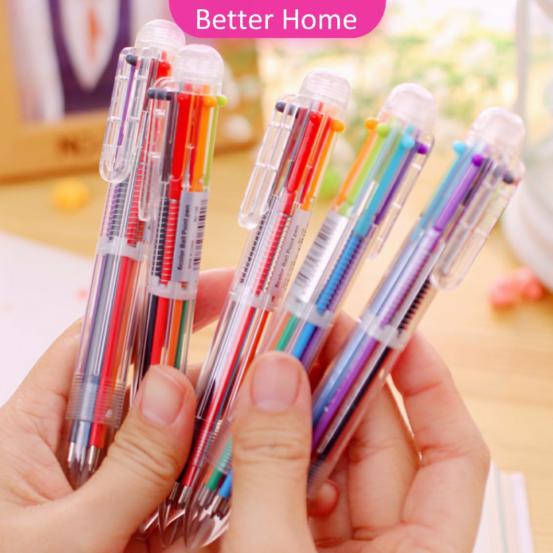 เกี่ยวกับ ปากกาลูกลื่นสลับสี แท่งใส ได้ 6 สี สไตล์ ปากกาลูกลื่นหกสี  Ballpoint pen