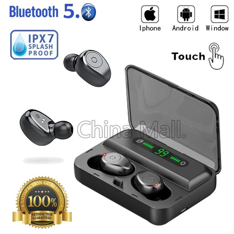 หูฟังบลูทูธ TWS Bluetooth 5.0 (IPX7) (ไมค์HIFI) (แบต3500mah) True wireless เสียงออก2ข้าง ปรับเสียงที่หูฟังได้ กล่องแบตเป็น Power bank ได้ ใช้ได้กับมือถือทุกรุ่นที่มีบลูทูธ True wireless Earphone