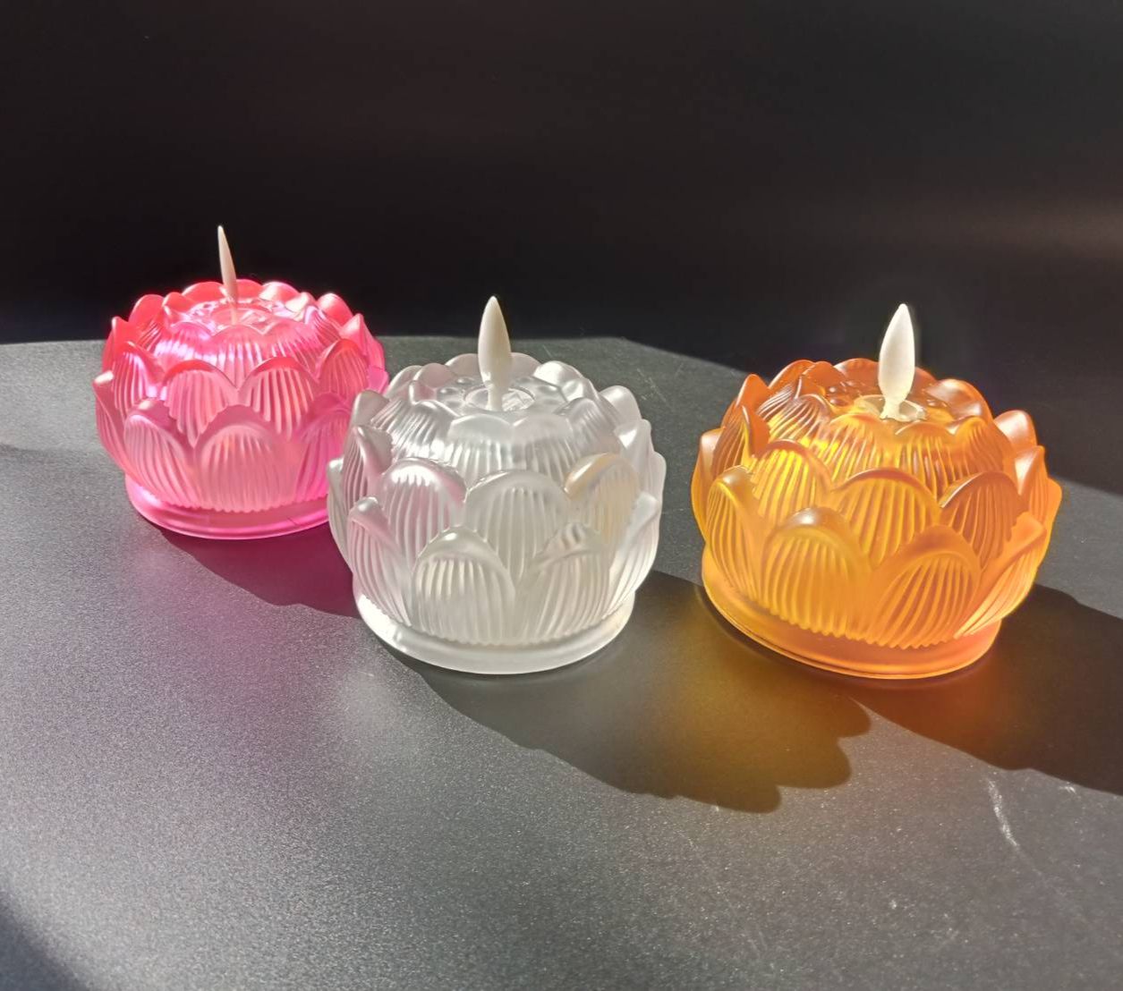 ชิงเทียนดอกบัวแก้ว เทียนปลอม เทียนLED เทียนแก้ว ขนาด 8 cm.No.3527MKK ราคา 135 บาท*ส่งฟรี