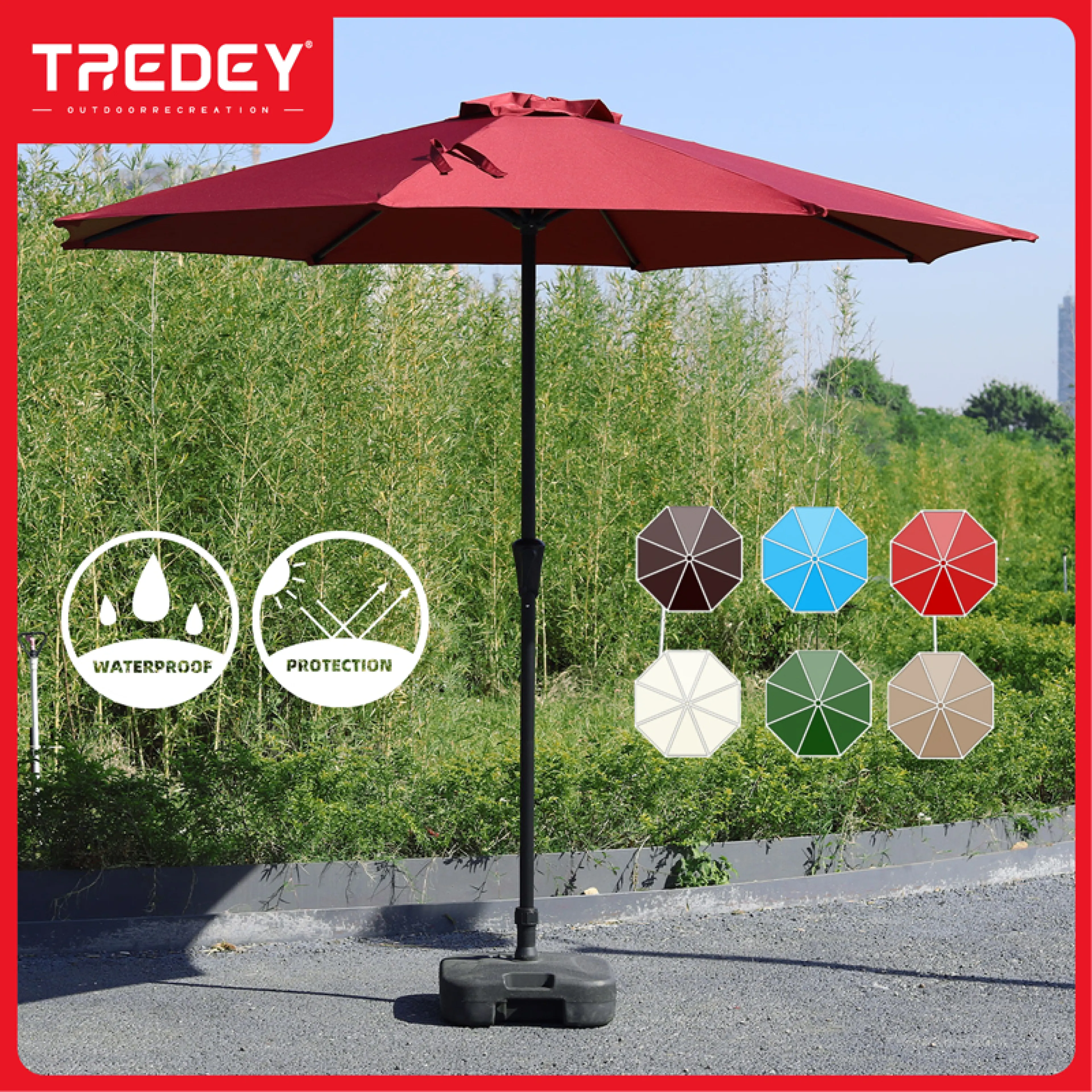 Tredey 2.7m Large Outdoor Sunshade Umbrella for Gardens, Outdoor Markets, Sales Stalls, Swimming Pools, Vendors, Coffee Shops