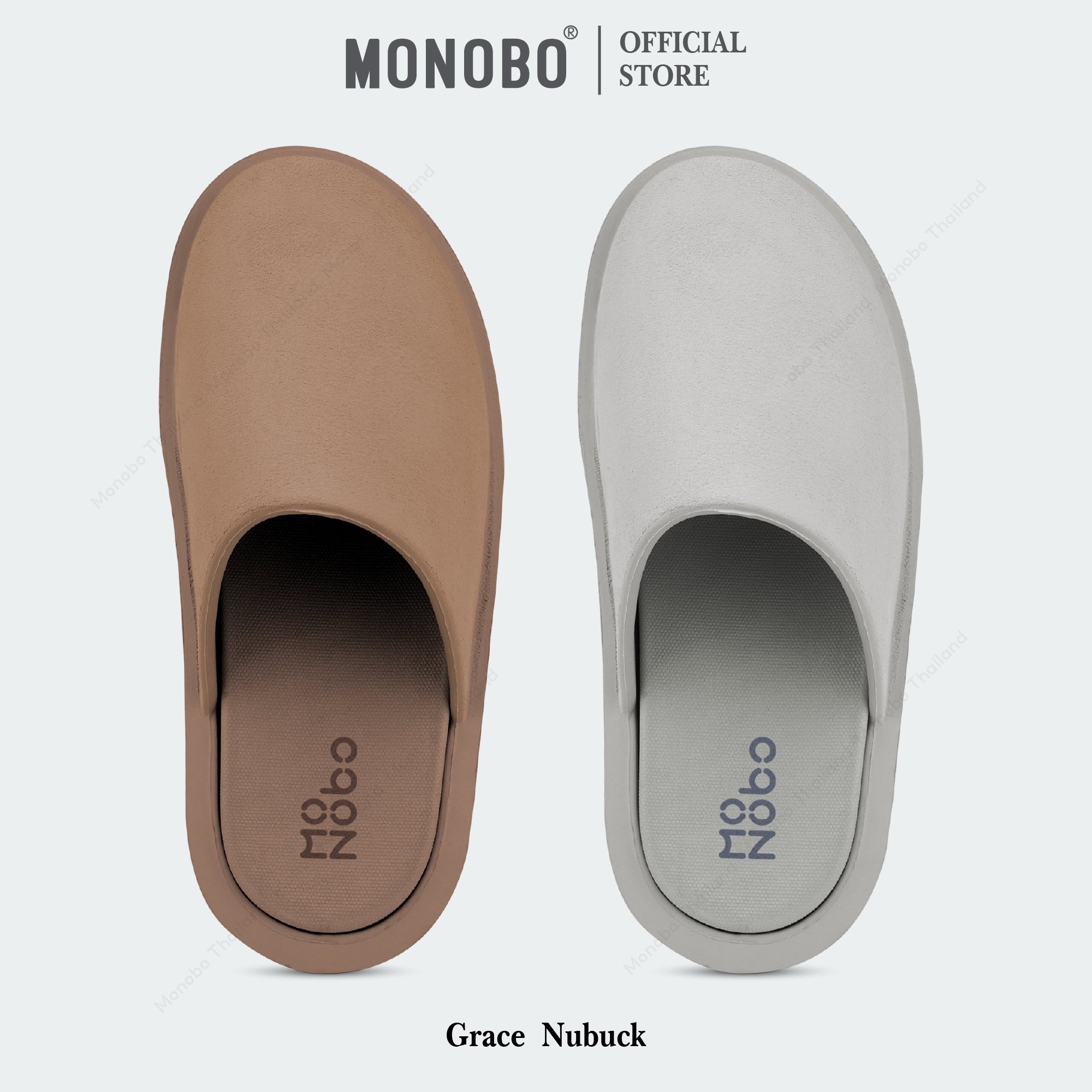 MONOBO รุ่น Grace Nubuck รองเท้าแตะแบบสวมแฟชั่นเสริมส้น ของแท้ 100% ราคา 1,190 บาท*ส่งฟรี