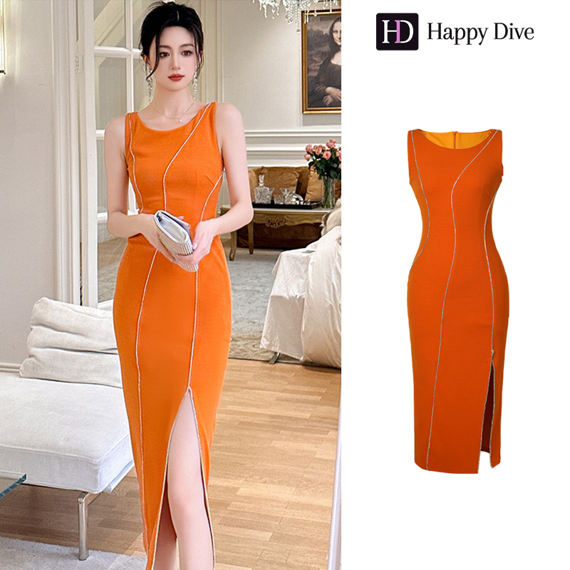 Happy Diva เดรสผู้หญิง เดรสสีส้ม เดรสรัดรูป เดรสแขนกุด เดรสทำงาน เดรสไฮโซ เดรสหรูหรา เดรสฝรั่งเศส เดรสออกงาน เดรสเซ็กซี่ 50068 ราคา 1,199 บาท*ส่งฟรี