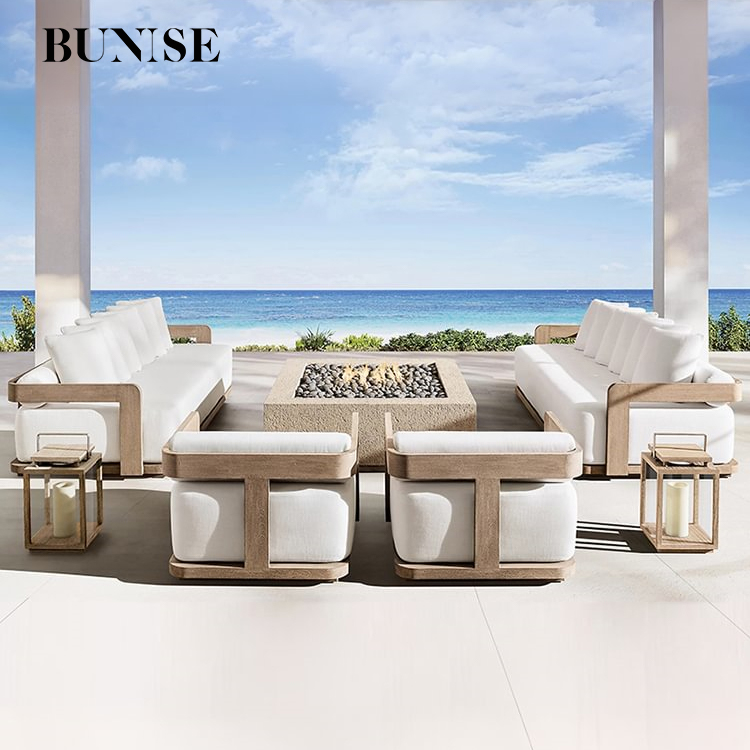 Bunise Coral outdoor teak sofa suitable for courtyard outdoor Nordic villa living room balcony high-end simple leisure double waterproof sofa coffee table furniture ราคา 18,237 บาท*ส่งฟรี