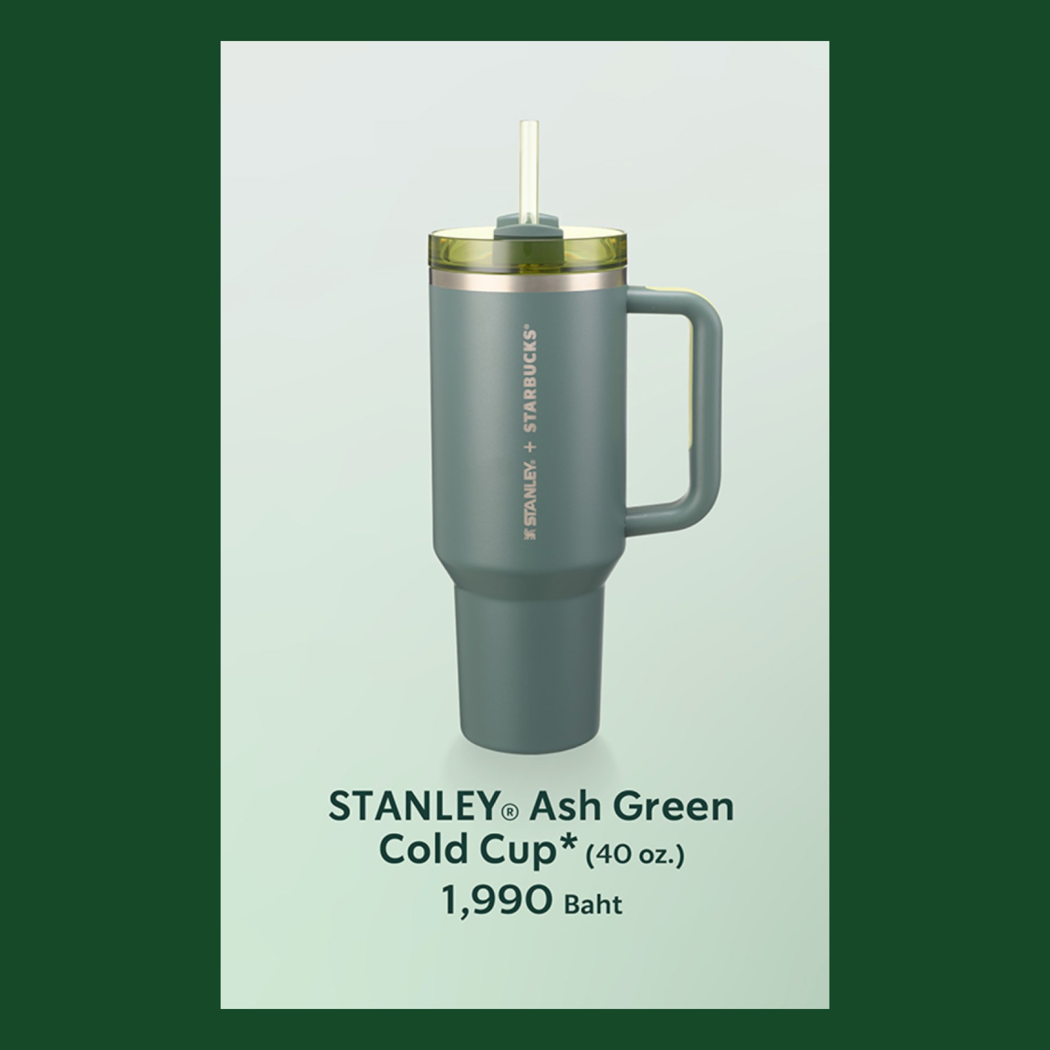 Starbucks STANLEY Ash Green Cold Cup 2024 (40 oz.) ราคา 2,285 บาท*ส่งฟรี