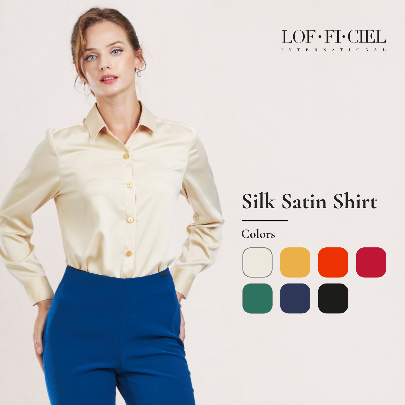 Lof-Fi-Ciel Woman's Shirt Silk Satin Long Sleeve Women's Shirt ราคา 1,990 บาท*ส่งฟรี