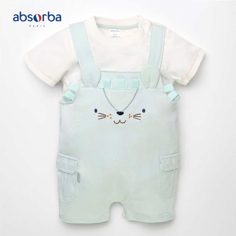 แอ็บซอร์บา ชุดเอี๊ยมหมีสั้น ออแกร์นิก คอตตอน สำหรับเด็ก 3 -18 เดือน คอลเลคชั่น Safari ราคา 969 บาท*ส่งฟรี