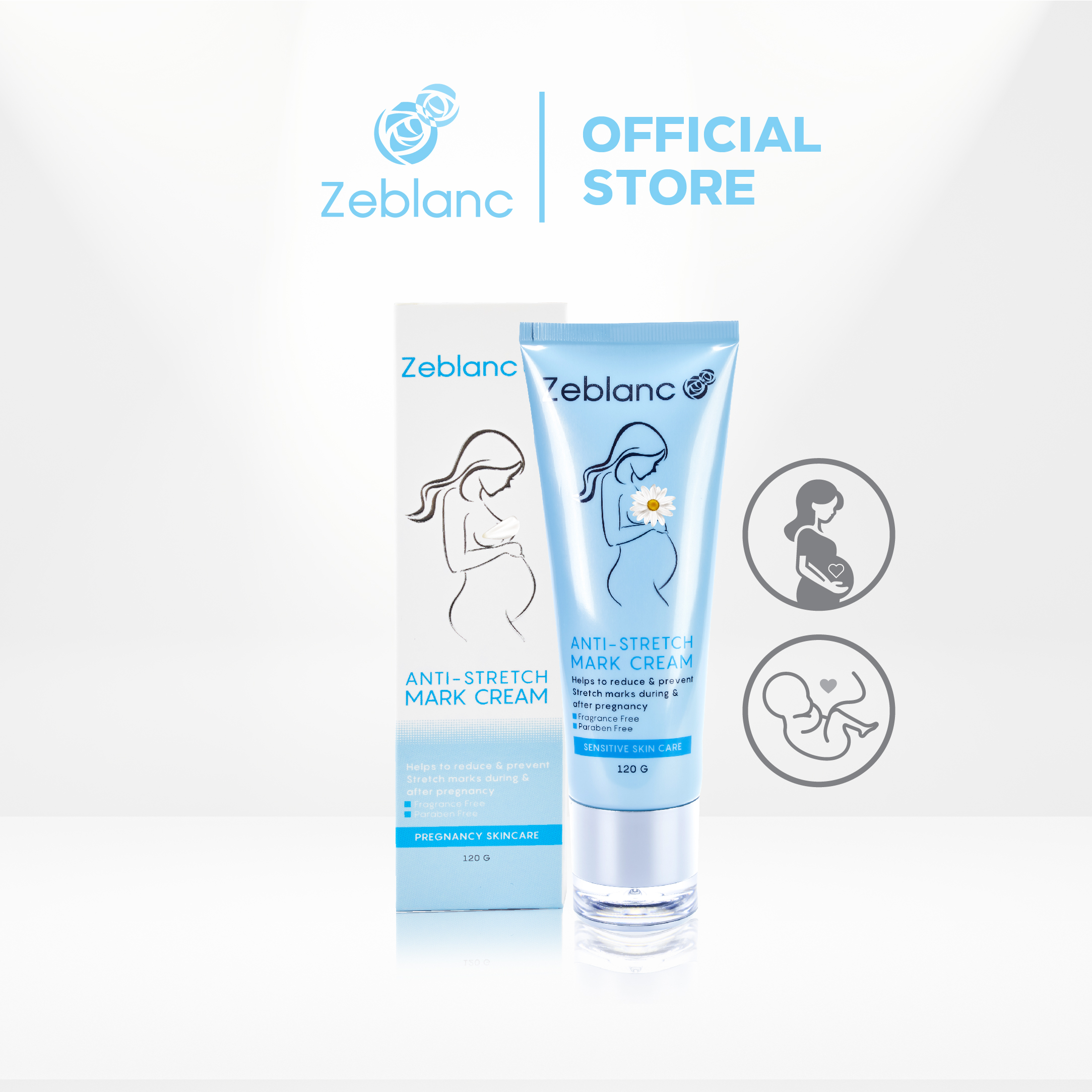 Zeblanc Stretch Mask Cream, a Cream for Stretch Mark Problems, Is Rich in Natural Extracts. Recommended for Pregnant Mothers. ราคา 590 บาท*ส่งฟรี