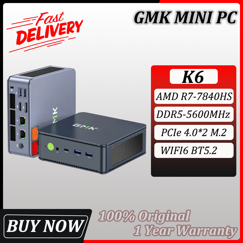 GMK K6 Mini PC AMD Ryzen 7 7840HS Max 5.1GHz DDR5 5600Mhz PCIe 4.0 M.2 2280 SSD Windows 11 Pro WIFI6 BT5.2 Dual LAN 2.5G Gaming PC 1 Year Warranty ราคา 15,529 บาท*ส่งฟรี