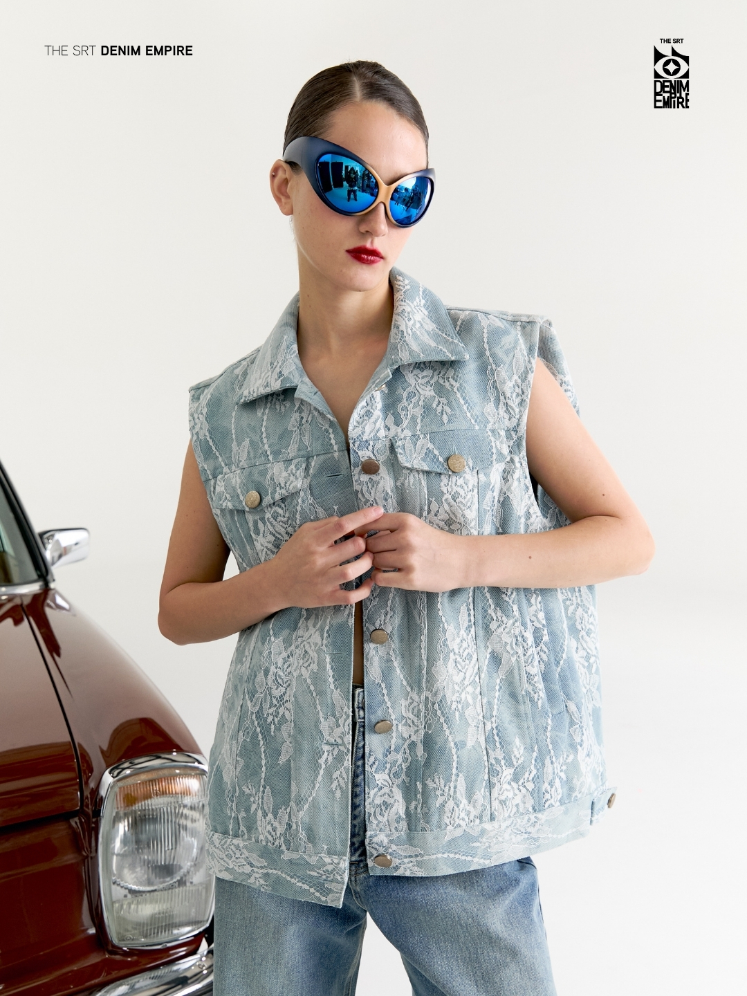 The Srt (Tvs330) C1 Lace Denim Oversized Vest ราคา 4,550 บาท*ส่งฟรี