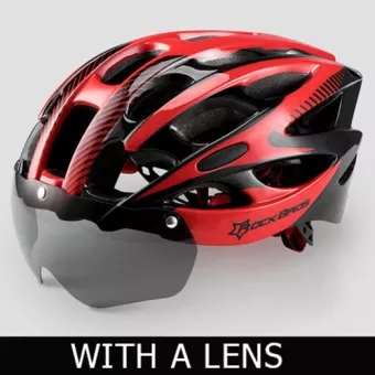ROCKBROS หมวกนิรภัยสำหรับจักรยานผู้ชาย EPS Integrally-Molded ระบายอากาศน็อคแว่นตาหญิงชายเลนส์ Aero MTB จักรยานเสือหมอบหมวกนิรภัย