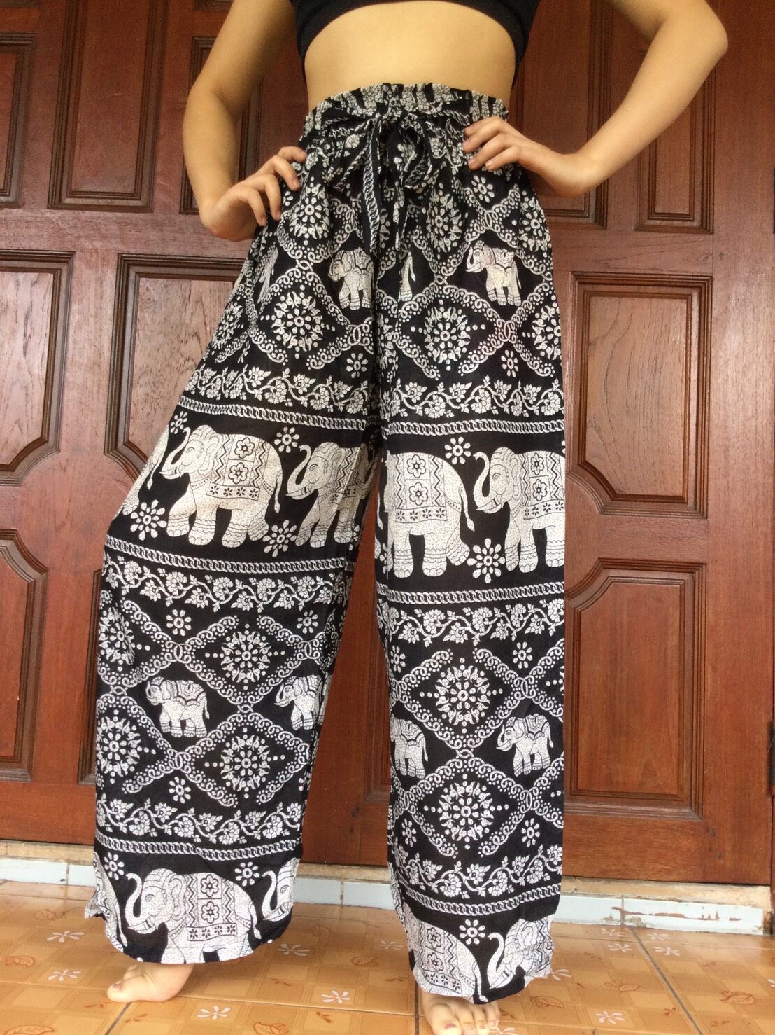 Thai elephant pants comfortable to wear,The waist has a drawstring on  straight – YAKSHA MARKET