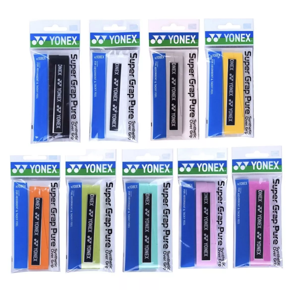 พันด้ามไม้แบด ไม้เทนนิส Yonex Badminton Overgrip รุ่น AC108EX Super Grap Pure บรรจุ 1 ชิ้น ราคา 77 บาท*ส่งฟรี