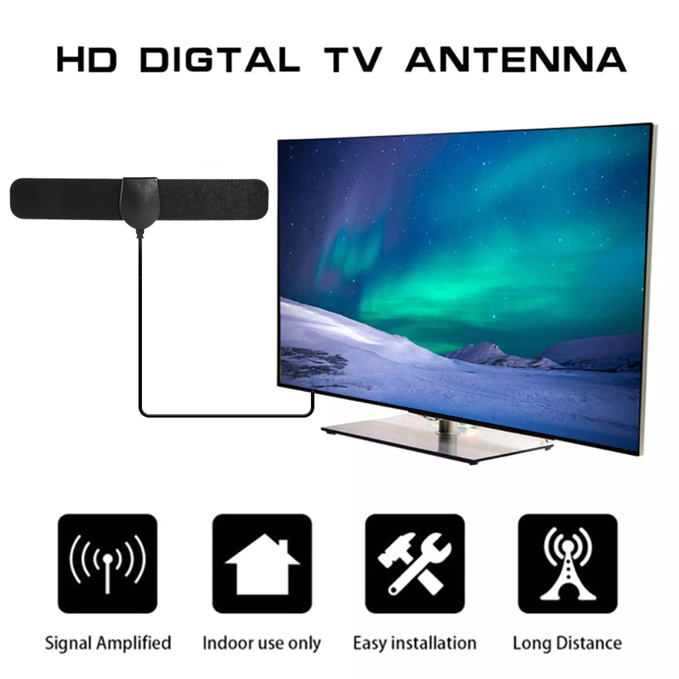 คำอธิบายเพิ่มเติมเกี่ยวกับ MEKKE เสาอากาศ เสาอากาศทีวี เสาอากาศดิจิตอลทีวี เสาอากาศทีวีดิจิตอล Antennas HD 1080P Digital TV Antenna เสารับสัญญาณดิจิตอล Indoor Powerful HD TV Amplifier Signal Booster