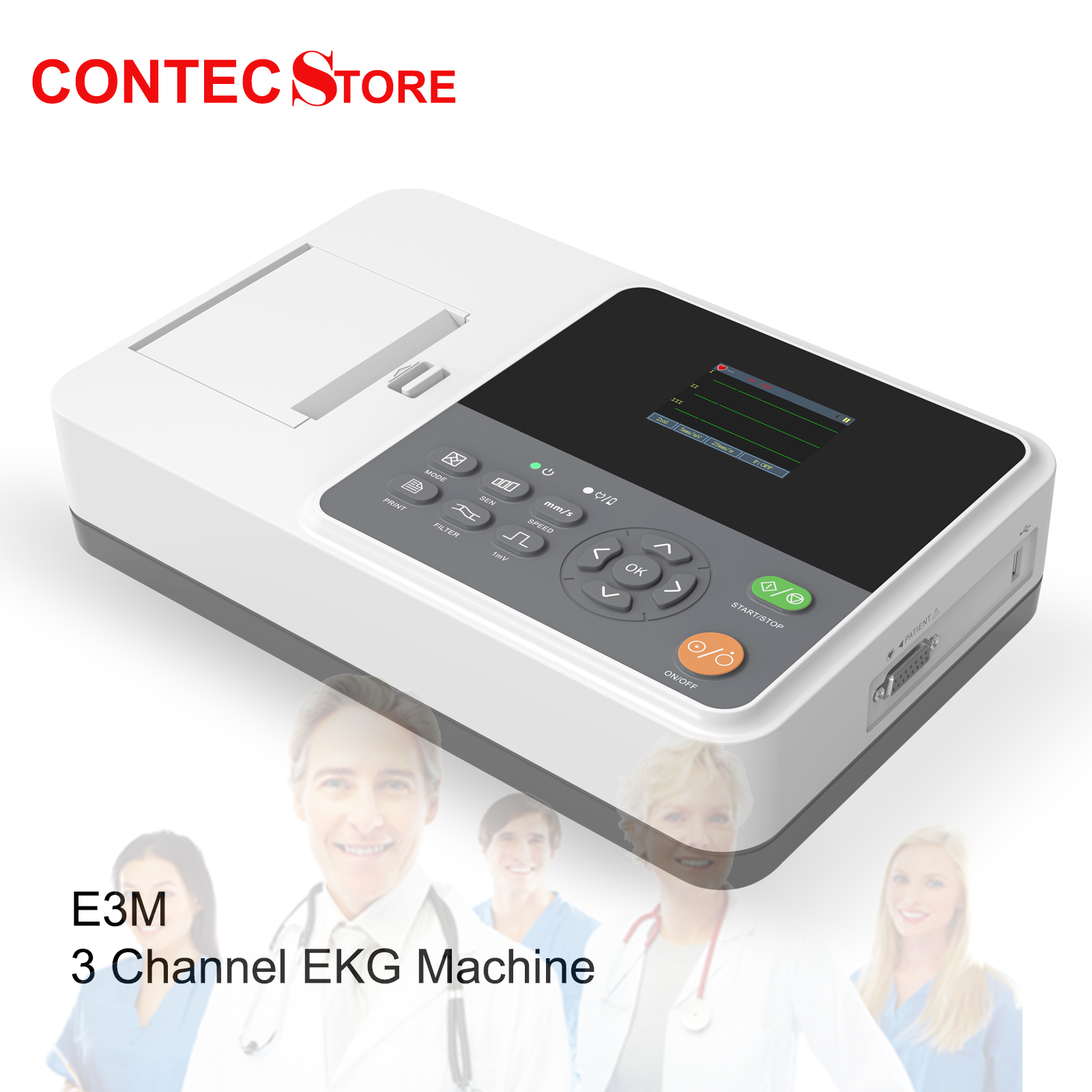 CONTEC E3M Digital ECG Monitor Electrocardiograph 3 Channel EKG Machine 12 Lead ราคา 15,882 บาท*ส่งฟรี