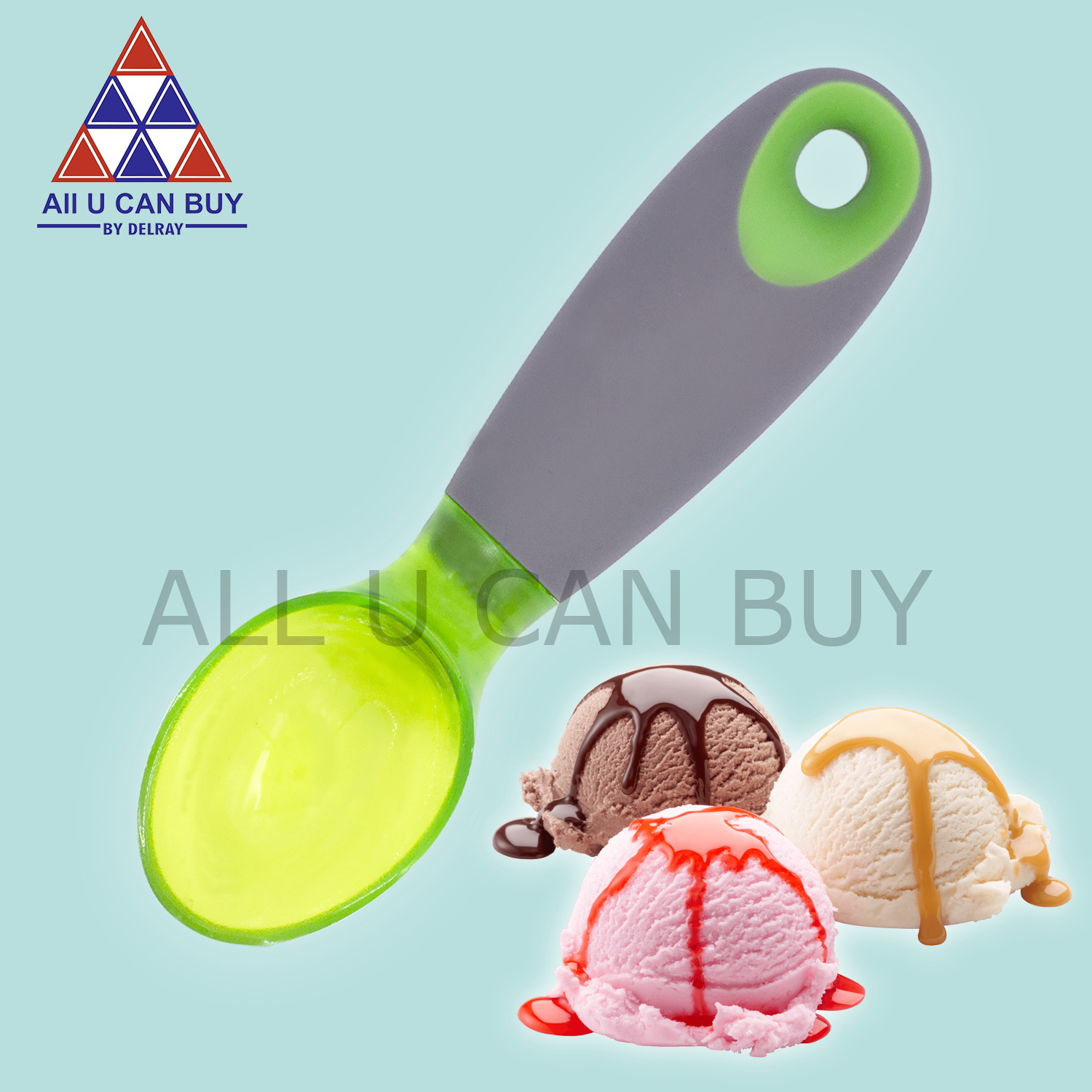 ALL U CAN BUYช้อนตักไอศครีม ช้อนตักไอศครีมด้ามสั้น สีเขียว ราคา 25 บาท*ส่งฟรี
