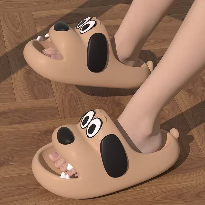 Cartoon big eyes dog slippers for women
