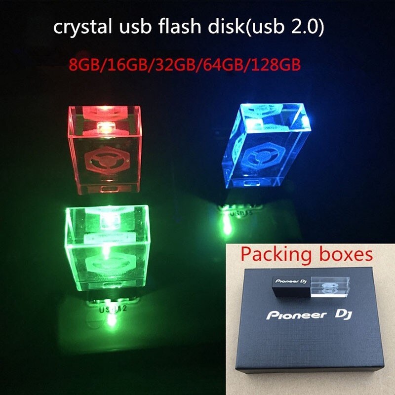High Speed Flash Drive 8GB 16GB 32GB 64GB Custom Pioneer Dj Premium Crystal USB Stick with Pac |