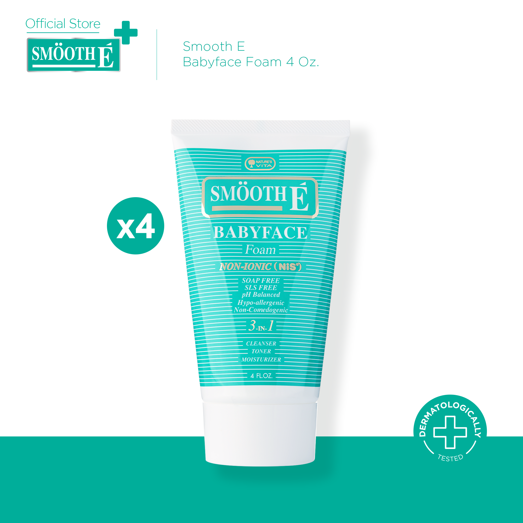 [แพ็ค4] Smooth E Babyface foam สมูทอี เบบี้เฟส โฟม pH5 ผิวแข็งแรง สำหรับคนผิวมัน เป็นสิว ขนาด 4 Oz. ราคา 1,299 บาท*ส่งฟรี