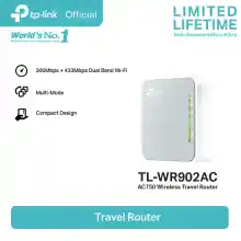 ภาพขนาดย่อของภาพหน้าปกสินค้าTP-Link TL-WR902AC เราเตอร์จิ๋วปล่อย Wi-Fi หลากหลายโหมด (AC750 Wireless Travel Router) จากร้าน TP-Link บน Lazada