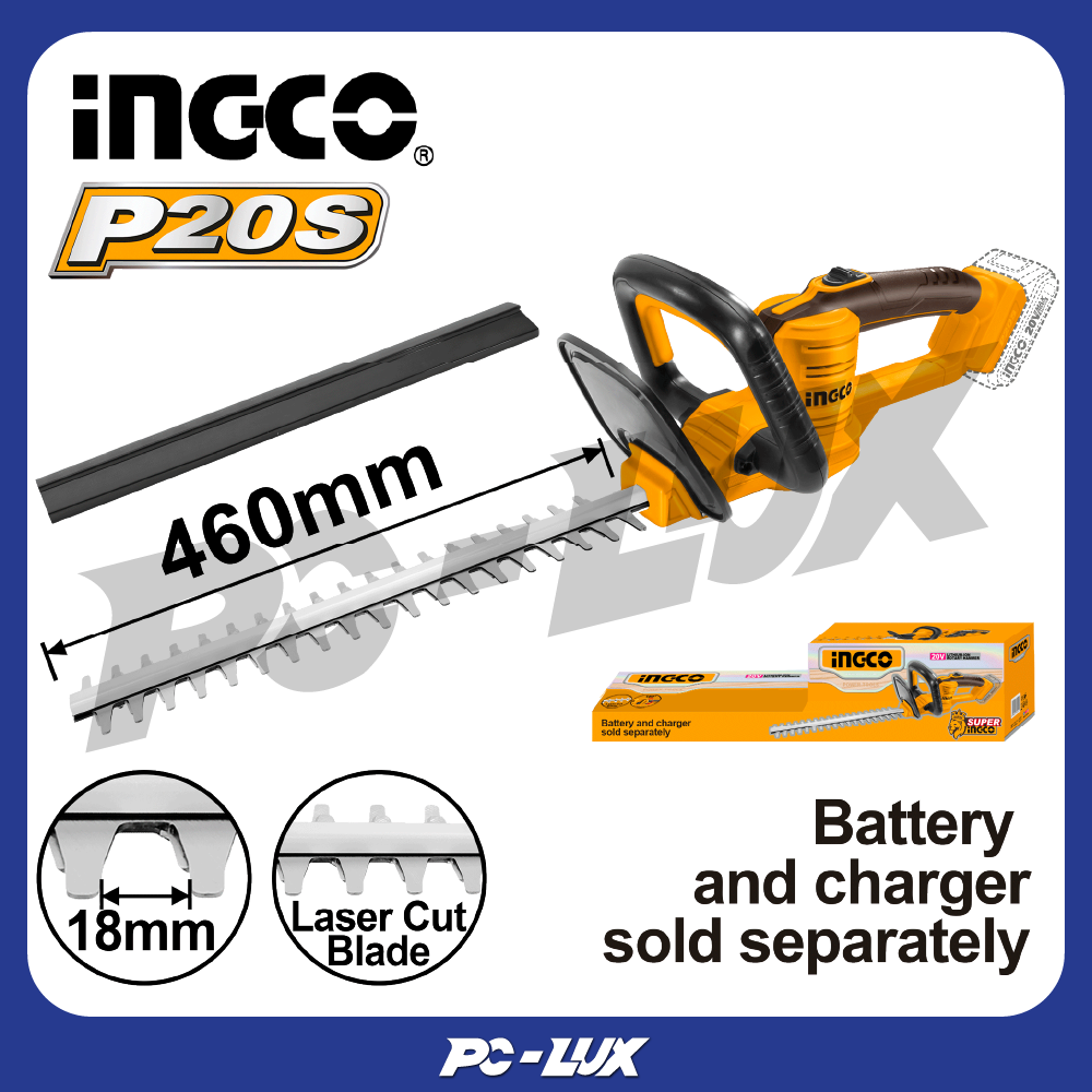 INGCO ชุดเครื่องแต่งพุ่มไม้ไร้สาย20V ไม่รวมแบตและที่ชาร์จ CHTLI20018 ราคา 1,485 บาท*ส่งฟรี